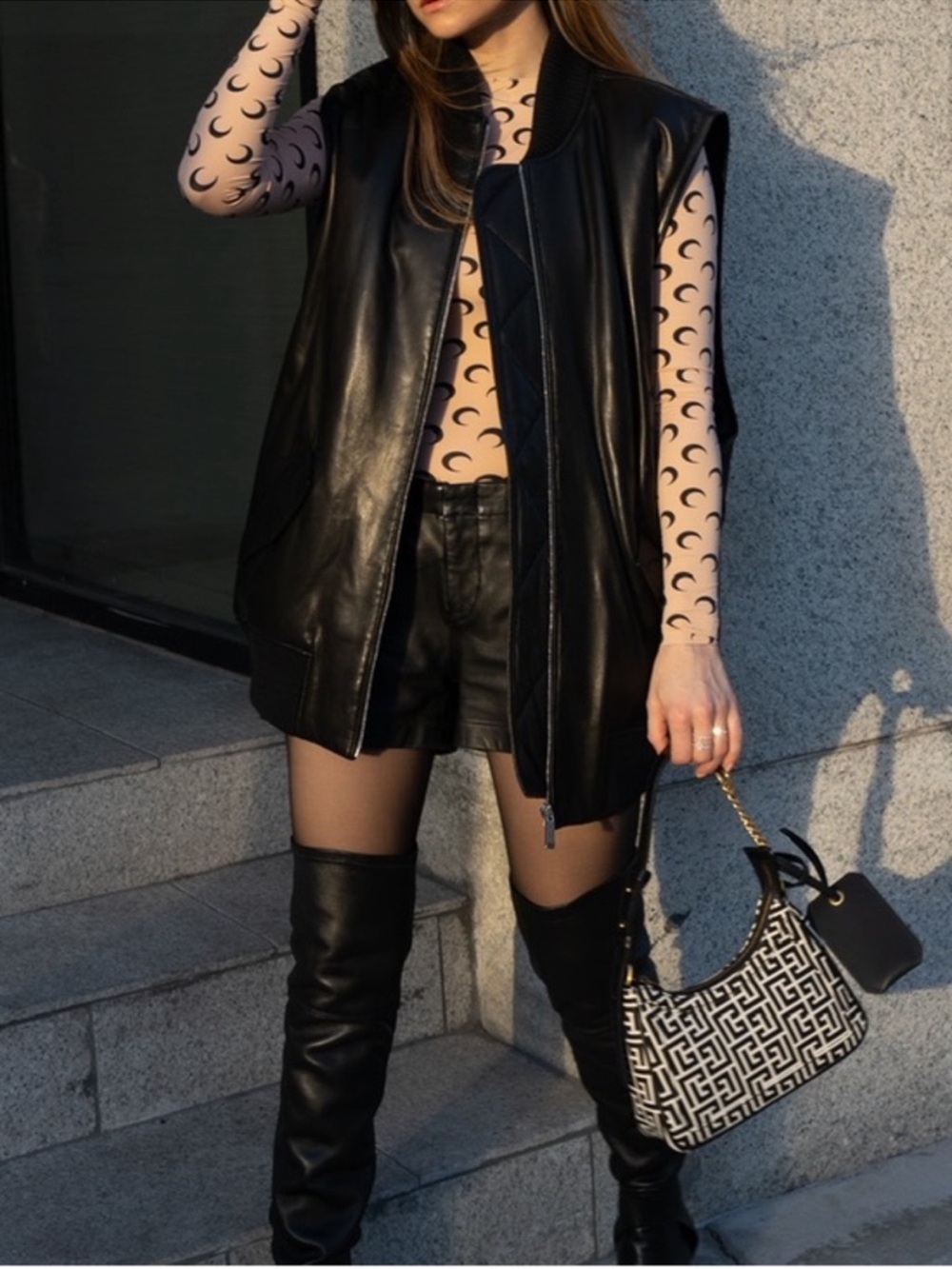 Barbara Bui Black Leather Sleeveless Zip Jacket